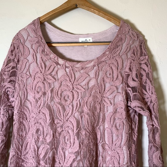 Anthropologie Puella Amare mauve pink lace swing dress full line sz M gorgeous! - Picture 4 of 6